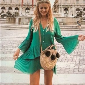 Zara Green Pleated Dress Blogger Favorite ❣️❣️❣️
